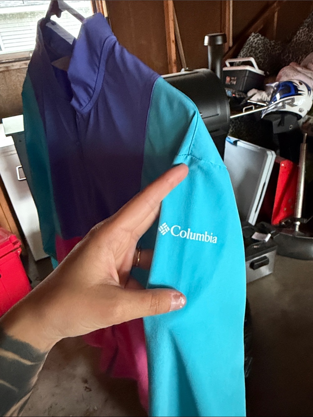 Columbia Teal, Purple & Pink Colorblock Windbreaker - Picture 2 of 5